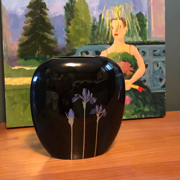 80's Blue Iris Vase - Otagiri Japan - Purple Iris Vase - 80's Floral Vase - Picture 2 of 16